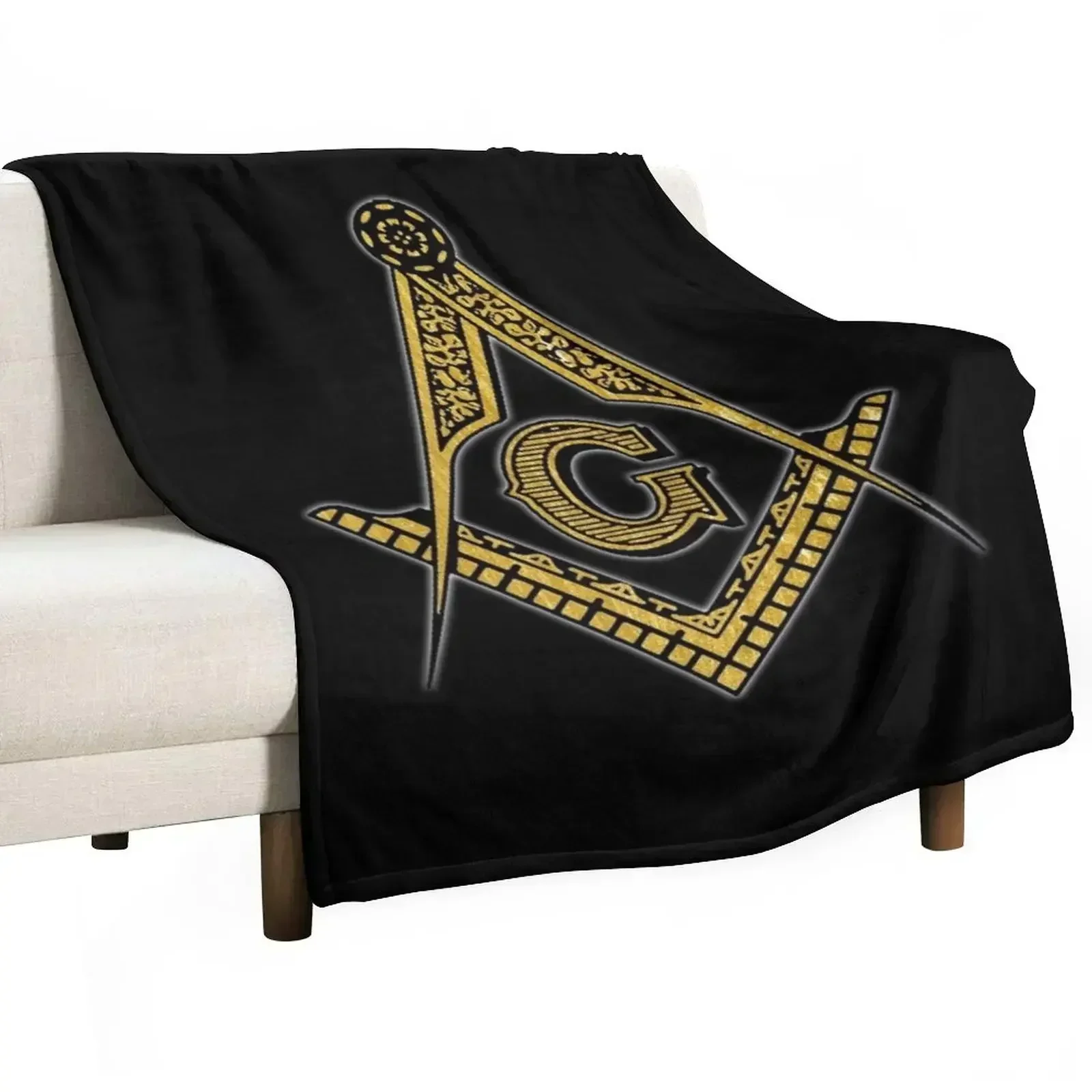 

Freemason (Black & Gold) Throw Blanket anime Blankets For Baby Softest Blankets