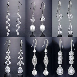 ZAKOL Brand Classic AAA Cubic Zirconia Drop Hook Earrings for Women Elegant Geometric Water Drop Teardrop Zircon Bridal Earring