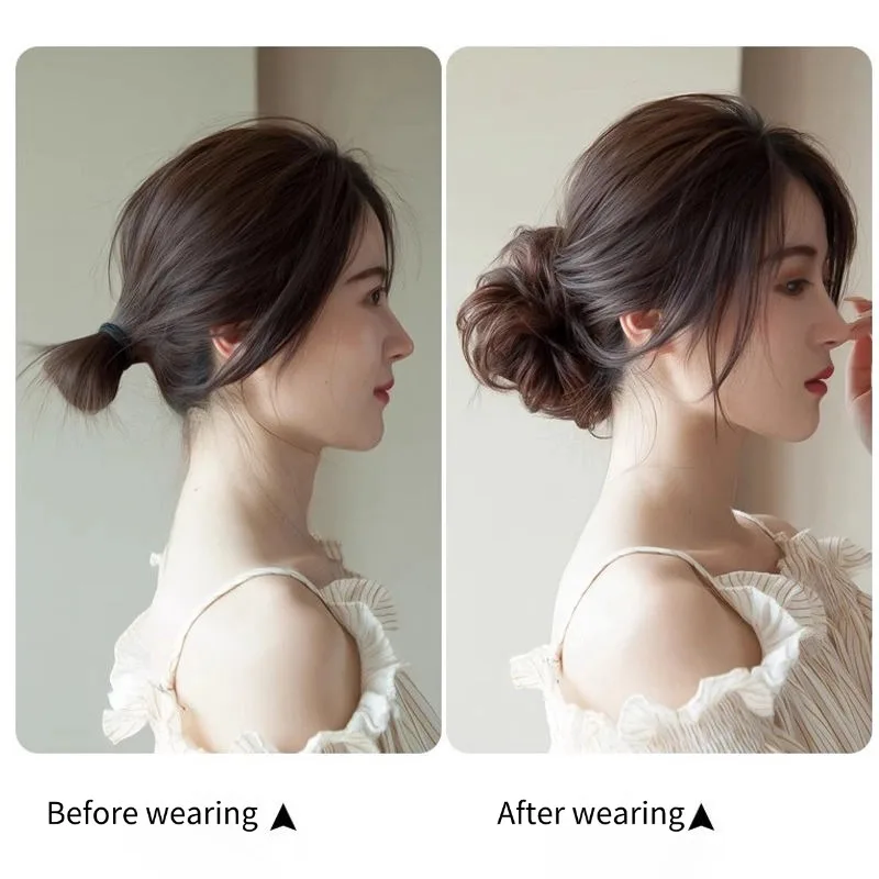 여성용 가발 푹신한 묶음 머리 스타일 도넛 가발 합성 섬유 가발