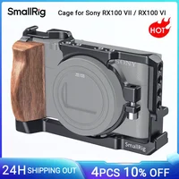 Jaula para cámara SmallRig Vlog para Sony RX100 VI y RX100 VII, compatible con cámara DSC-RX100 M6 y DSC-RX100 M7, con mango de madera -2434