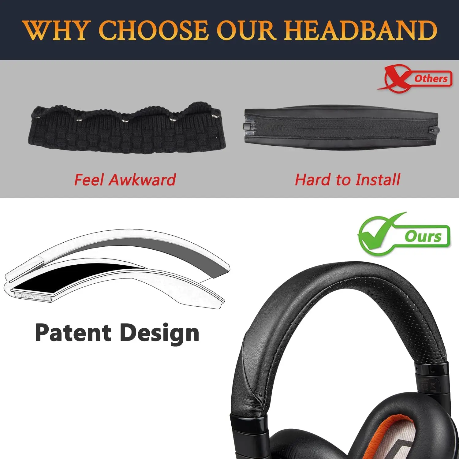 Łatwa w montażu nakładka na pałąk słuchawek Plantronics BackBeat Pro 1/2, Voyager 8200 UC, poduszka na pałąk, część zamienna — zdjęcie produktu 6