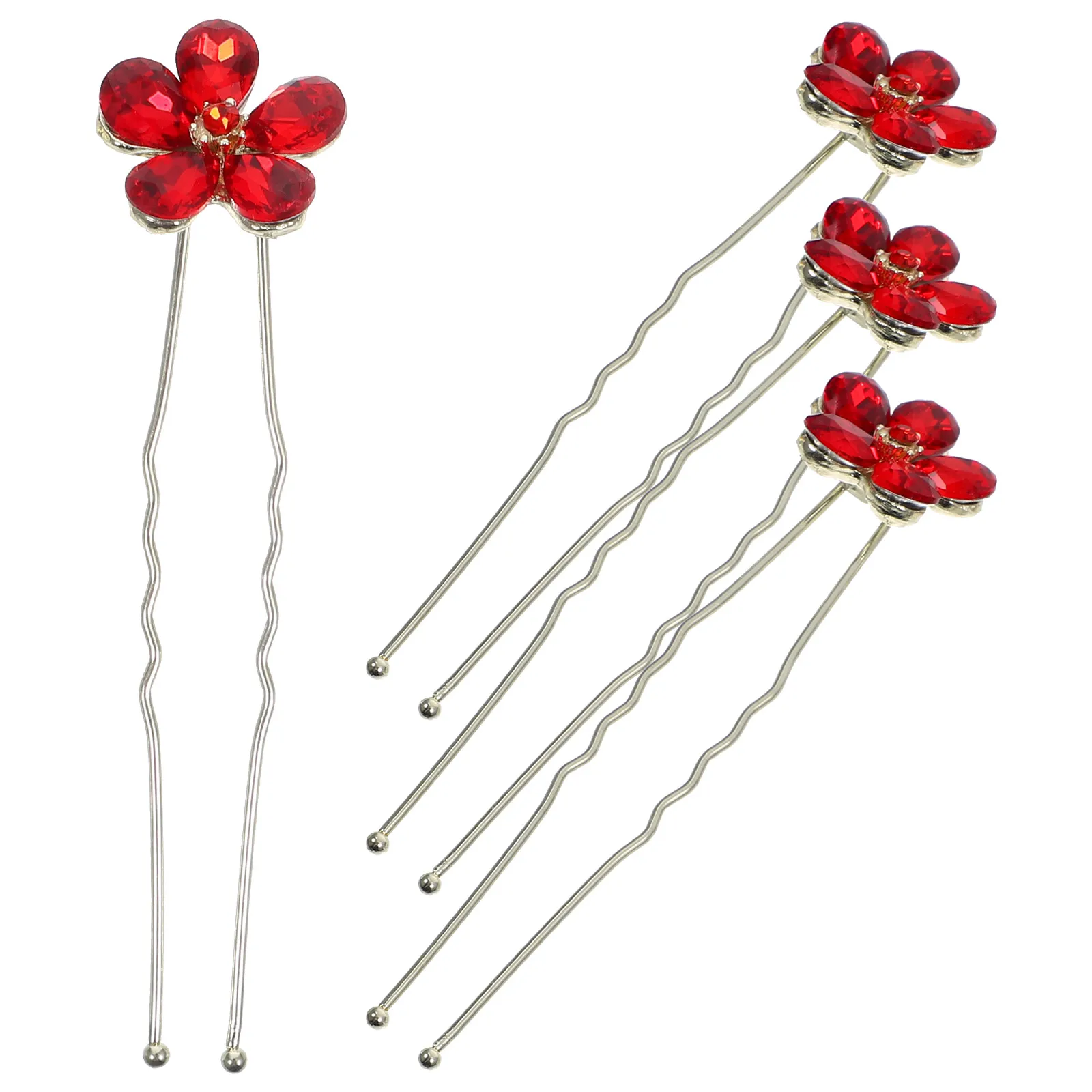 

4 Pcs U Shaped Hairpin Bridal Hair Accessories Women Wedding Decorative Rhinestone Flower Safe Comfortable Hairstyles Hair