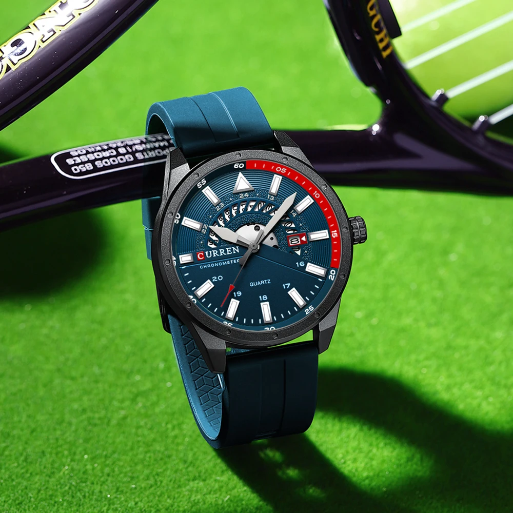 

CURREN 821 модные кварцевые часы для мужчин с календарем водостойкий силиконовый ремешок спортивные повседневные деловые часы relogios masculino