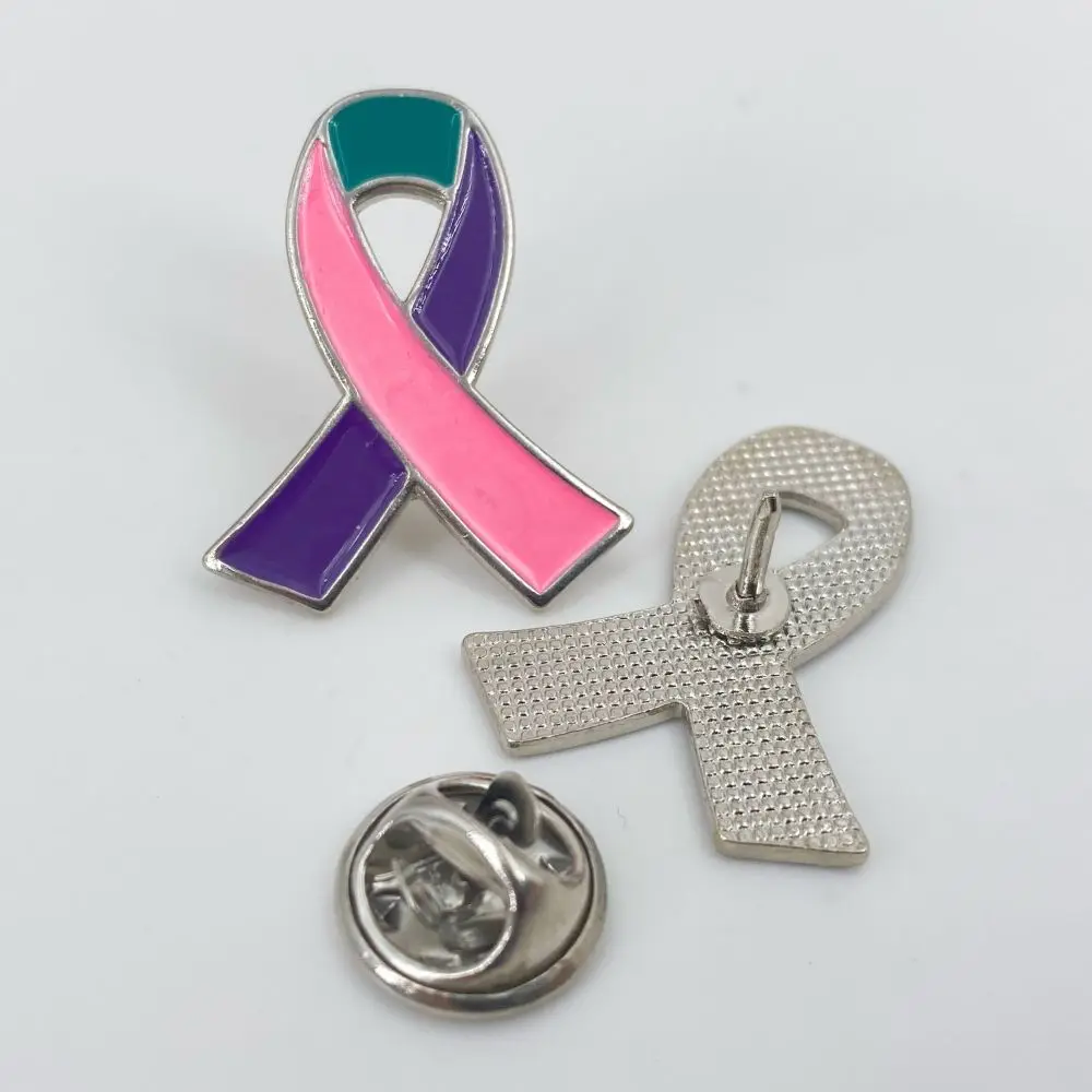 5/10/50/100 قطعة الوردي الأرجواني البط البري الشريط الوعي دبابيس سرطان الغدة الدرقية الوعي المينا التلبيب دبابيس #5