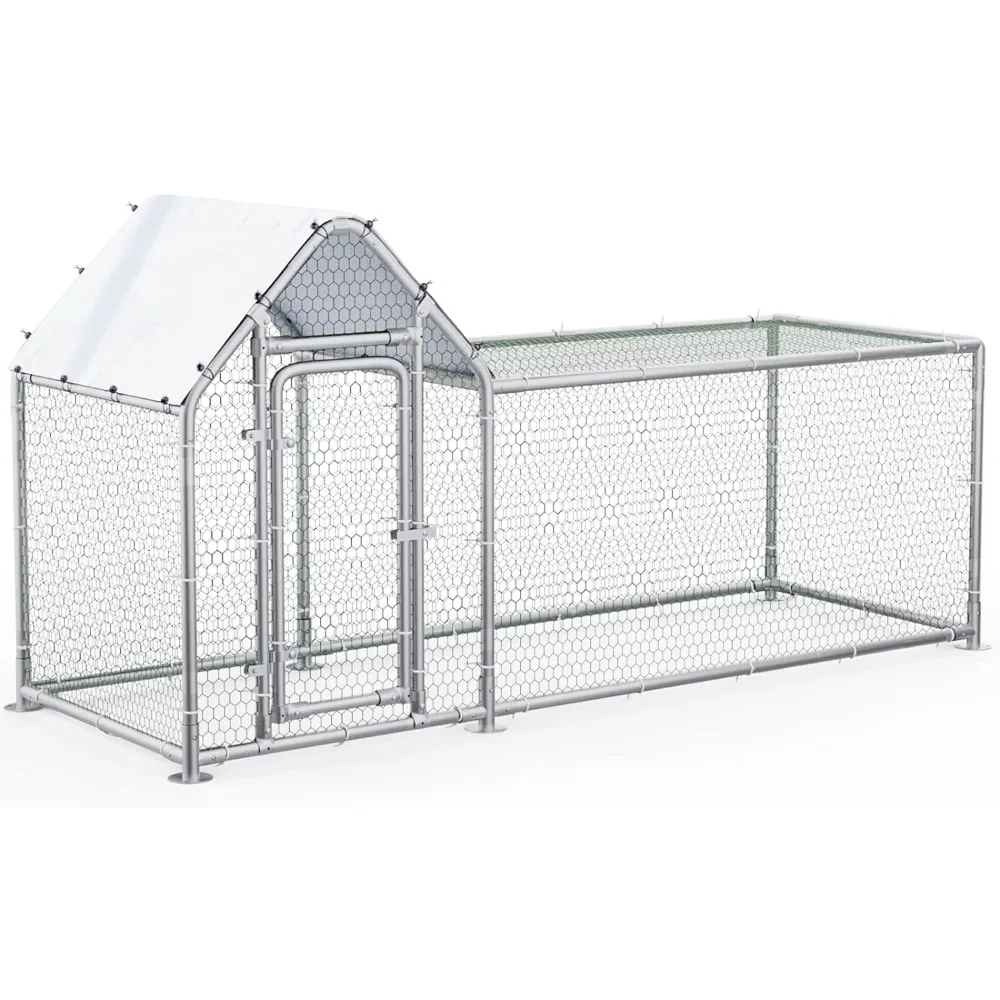 Chicken coop Run large metal outdoor, poultry coop waterproof and UV-resistant cover for ducks and rabbits habitat