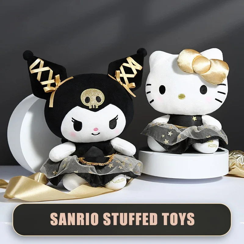 

Sanrio Cute Black Gold 30cm Kuromi Hello Kitty My Melody Pochacco Cinnamoroll Plush Toy Pillow Soft Stuffed Anime Cartoon Doll