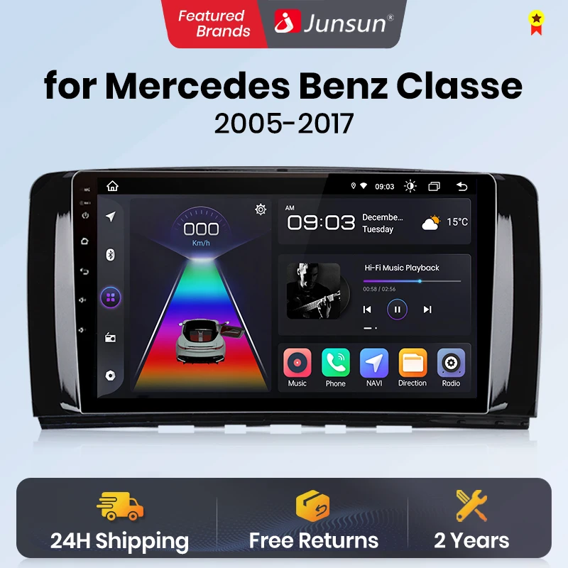 Junsun V1 AI Voice Wireless CarPlay Android Auto Radio for Mercedes Benz R-Class 2005-2017 4G Car Multimedia GPS 2din autoradio