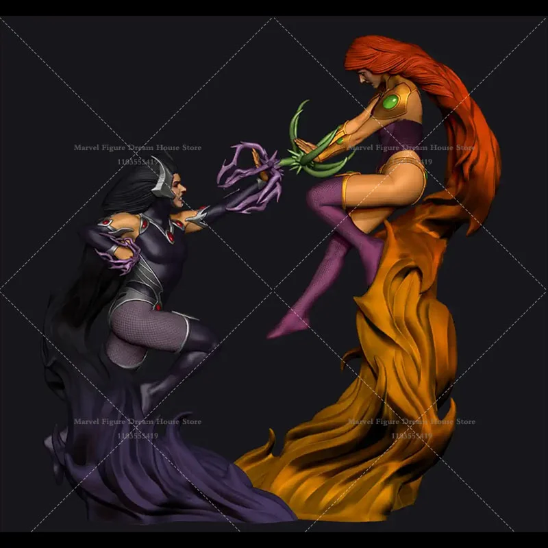 

1/24 1/18 Scale Starfire VS Black Fire Princess of Tamaran Star Sisters Disagrees DIY Self-assembled 3D Resin Un-panited Doll