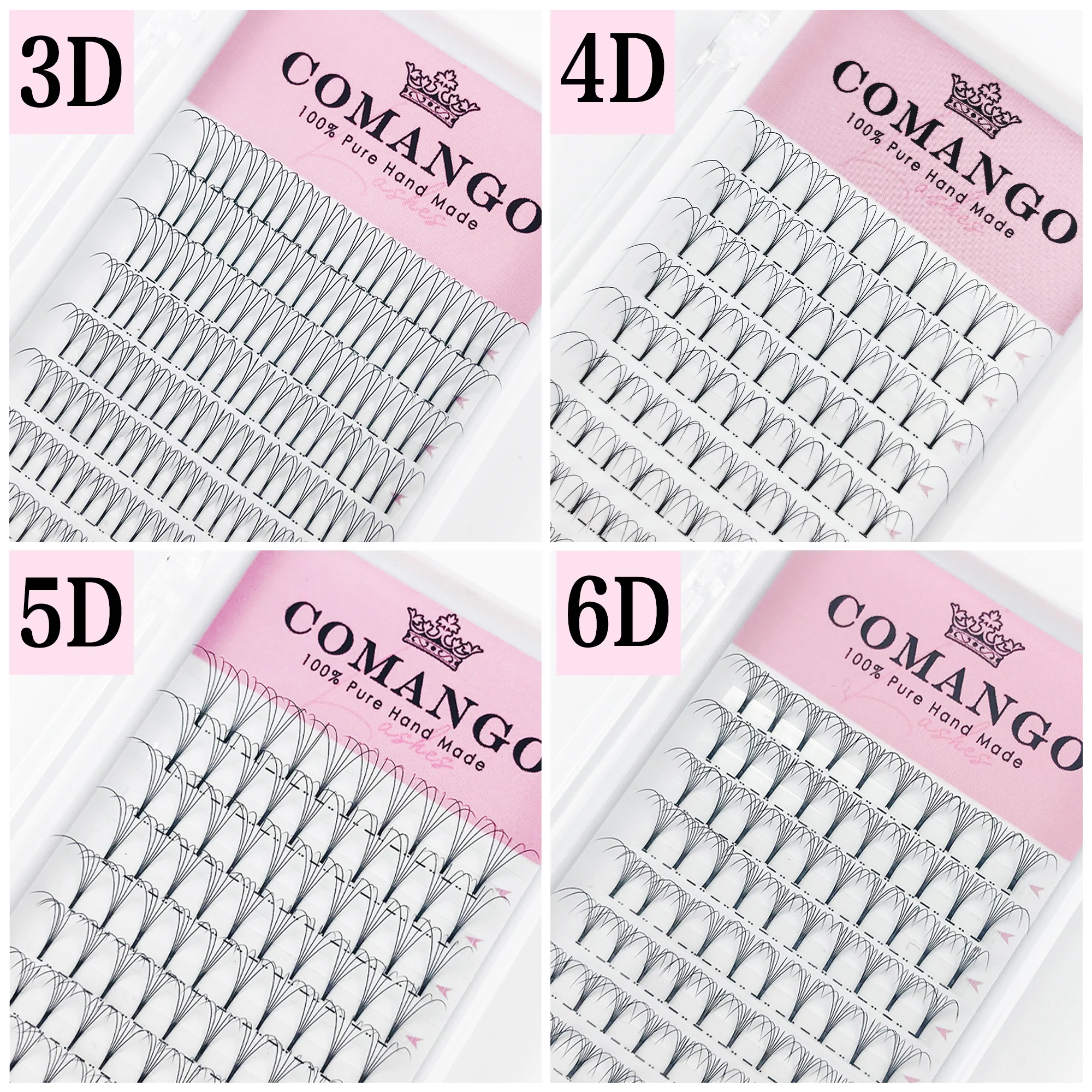 CoMango Premade Volume Fans Eye Lashes Extension Bulk 3D 4D 5D 6D 10D Short Stem 0.07/0.10 C/D Curl Volume Premade Fans