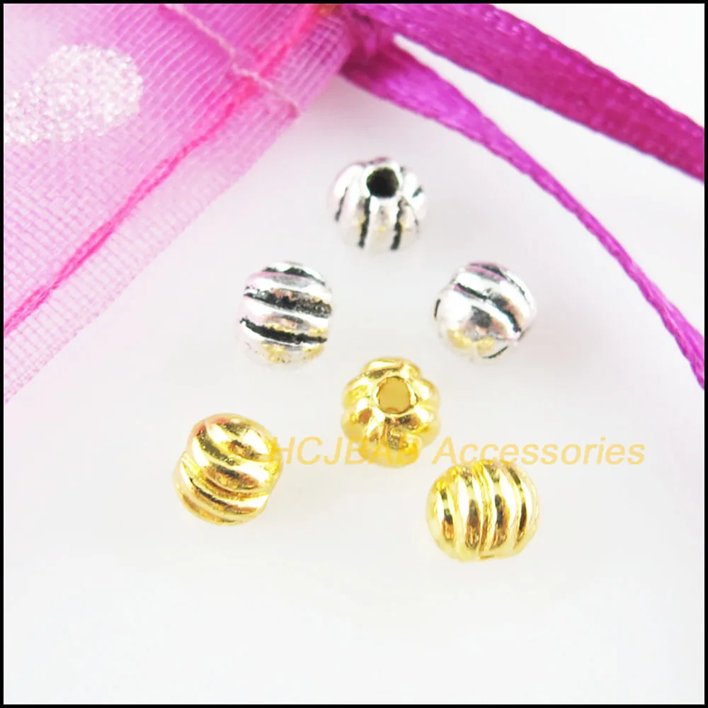 

Fashion 100Pcs Retro Tibetan Silver Tone Gold Color Pumpkin Flower Spacer Beads Charms 4.5mm