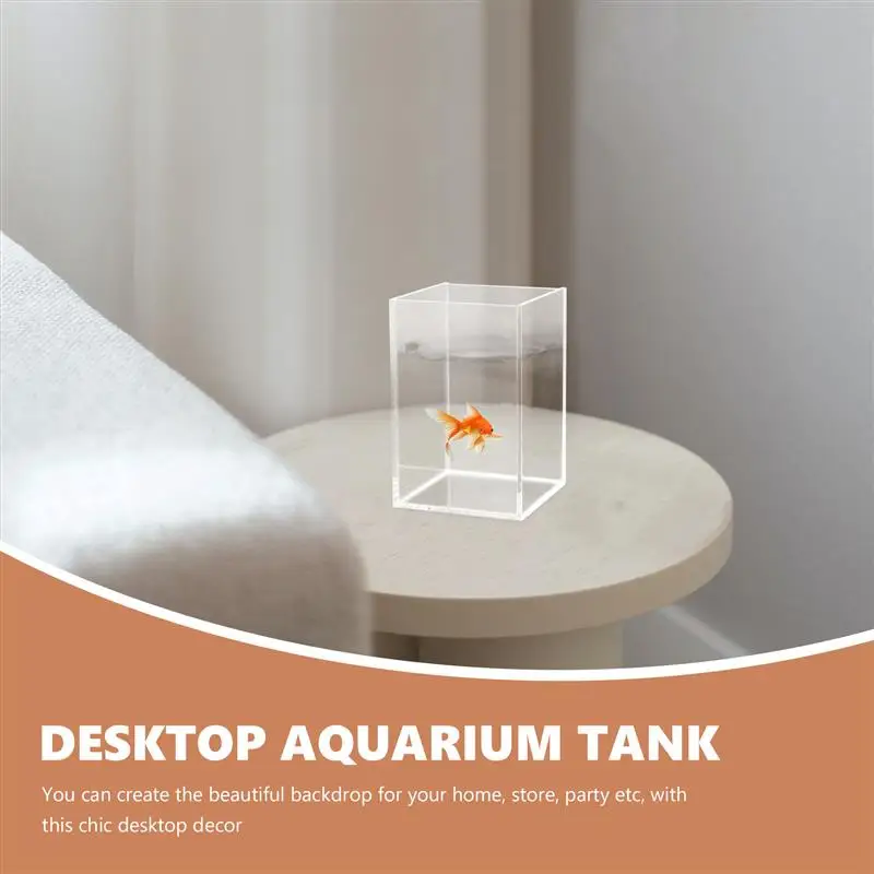 1PC Transparent Aquarium Tank Multi-Function Betta Tank Desktop Goldfish Tank Office Decor Acrylic Desktop Office Tanks Mini