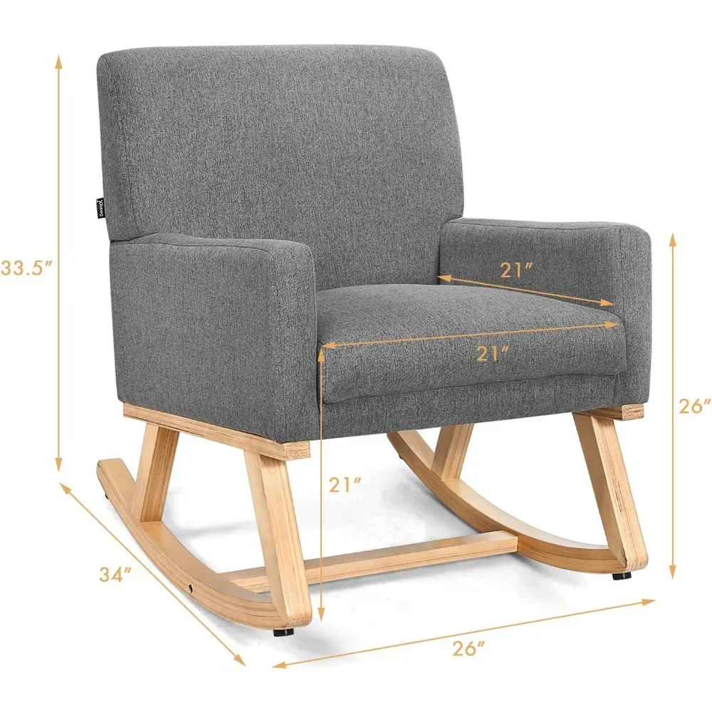 US Upholstered Rocking Glider Nursery Mid Century Accent Lounge Arm Chairs for Small Spaces Bedroom Living Room