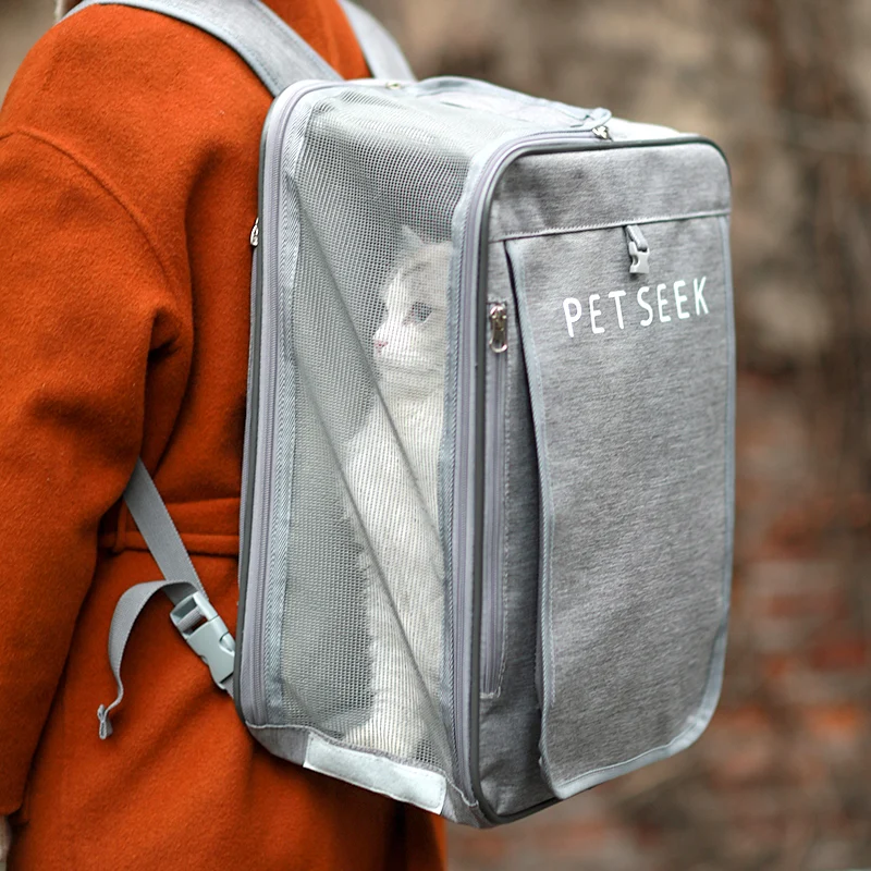 

Multifunctional Cat Backpack Carrier Handbag Messenger Bag Foldable Breathable Cat Go Out Portable Bag Large Space Transparent
