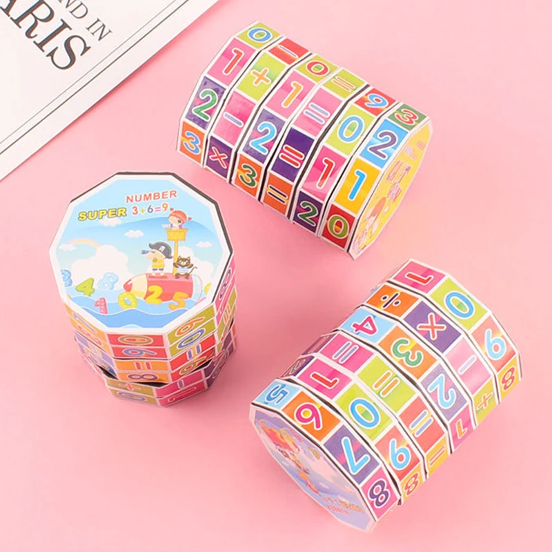 Cartoon Children's Digital Puzzle Toys Funny Maths Cylinder Magic Cube Exercise Logic Thinking Skills Toy Holiday Birthday Gift