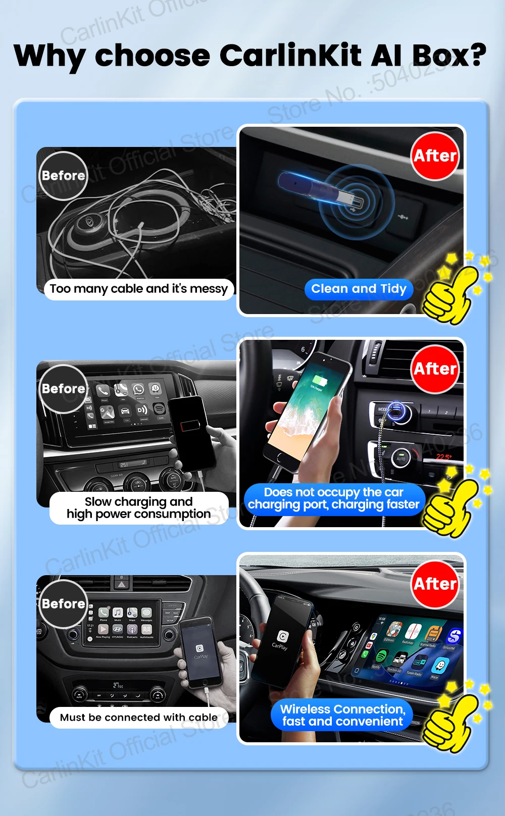 Mini Ultra 2 CarlinKit 5.0 Kabelloser CarPlay Android Auto Adapter Plug & Play WLAN Bluetooth Automatische Verbindung für OEM-Fahrzeuge – Detail 4