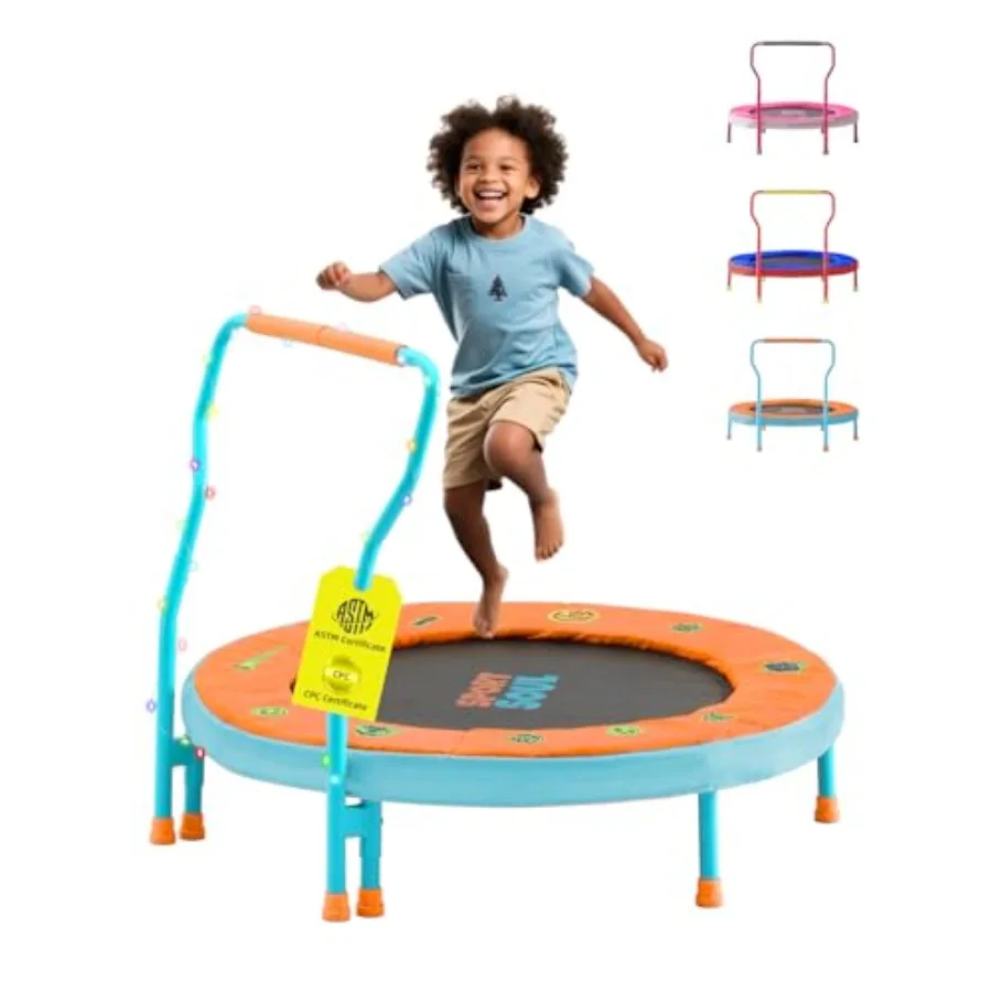 

Мини-батут 3 фута для детей 3-6 лет с супербезопасной ручкой из пеноматериала и защитным чехлом без зазоров, синий, для использования в помещении и на улице