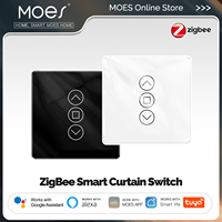 MOES Tuya ZigBee Smart Curtain Switch 2.5D Support RF433 Arc Glass Touch Panel App Remote Control Work With Alexa Google Home