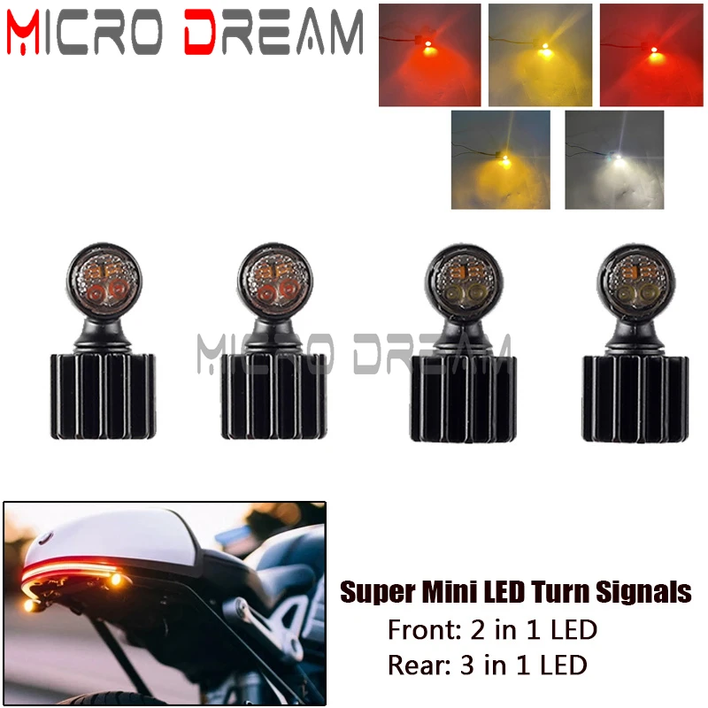 10*15mm LED Turn Signal Blinker Brake Flasher Light White Red Amber Mini Front Rear Lamp For Cafe Racer Cruisers Classic Custom