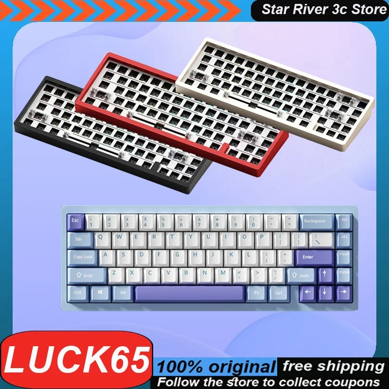 Weikav Lucky65 Mechanical Keyboard Aluminum Alloy Wireless 3mode 3750mah Hot Plug Rgb Customized Gaming Keyboard Laptop Gift