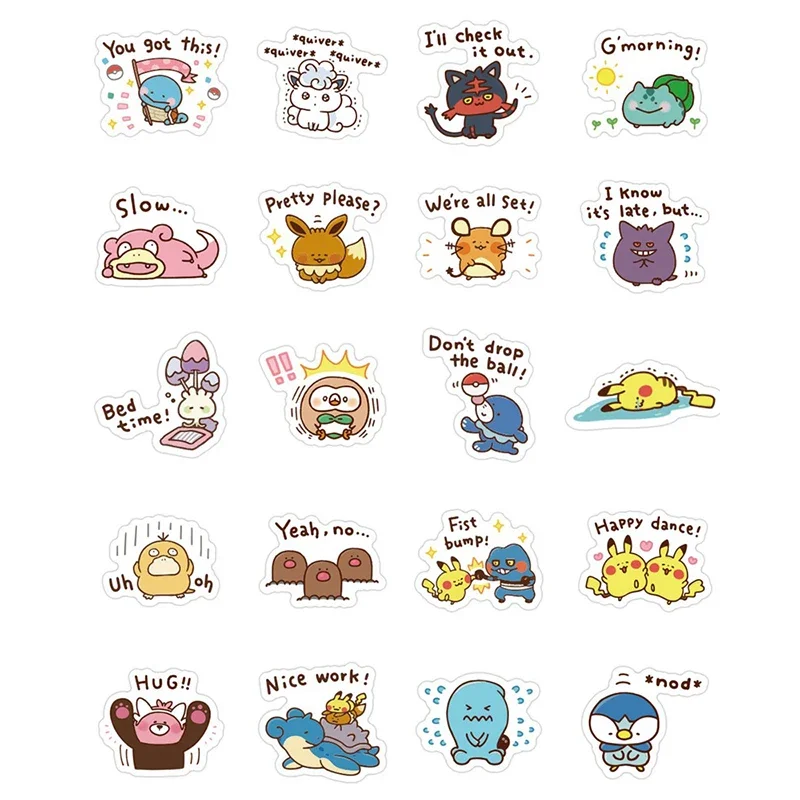 Pegatinas de Pokémon de dibujos animados, paquete de expresión de Pikachu Kawaii, carcasa para teléfono, manual, papelería, juguetes, 40 unidades