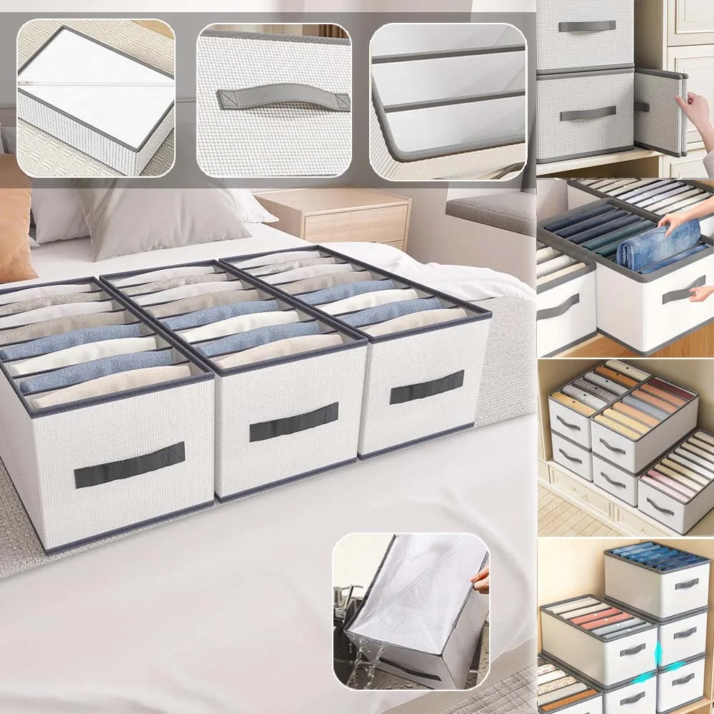 

1PC Foldable Clothes Storage Box Non-woven Fabric Partition Clothing Pants Wardrobe Organizers Large Capacity Drawer Type Boxes