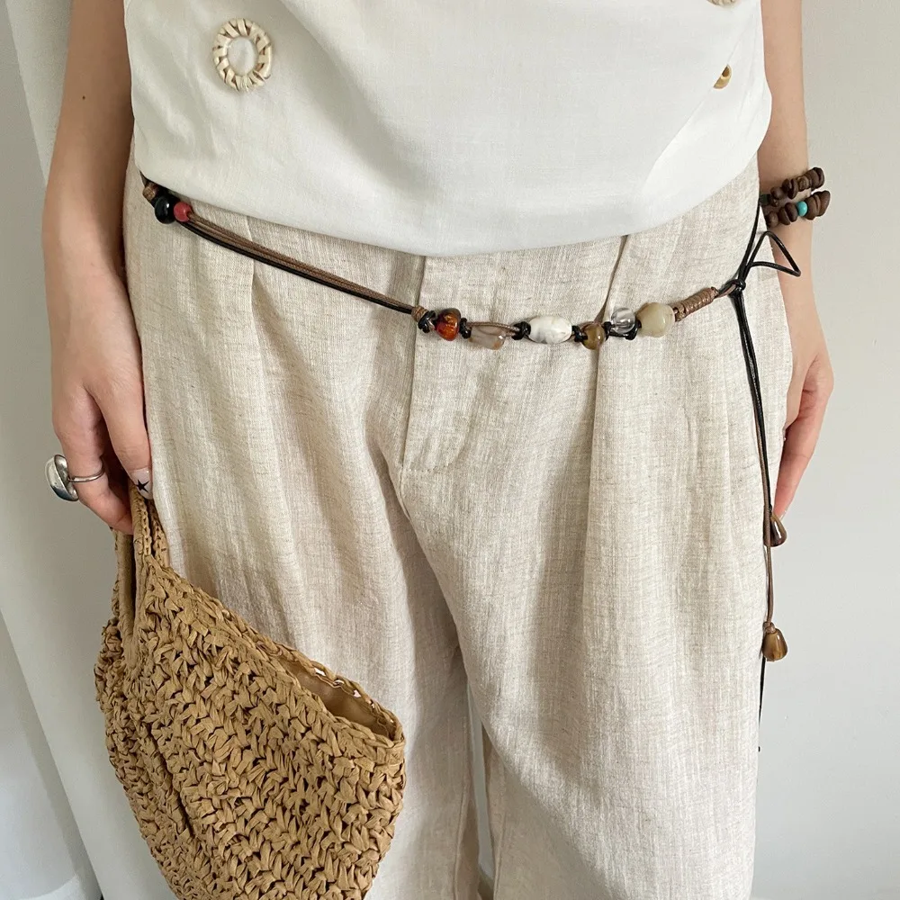 حار خمر اللون حزام حبل نجم البحر قلادة البوهيمي مطرز الخصر سلسلة الصدام مضفر حزام الزخرفية الرجال النساء #5