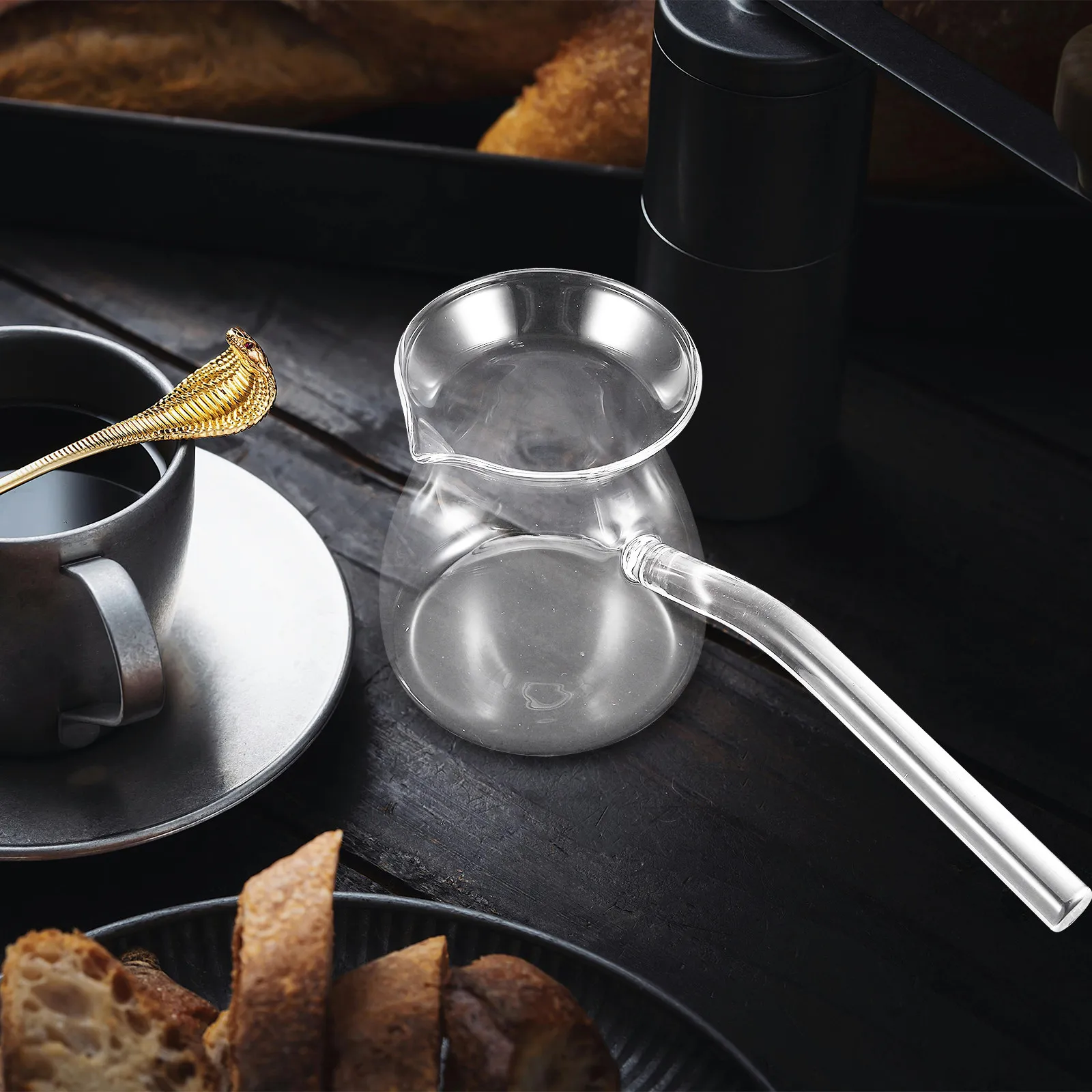 2Pcs Turkish Coffee Pot 450Ml High Borosilicate Glass Clear Coffee Server Side Handle Tea Kettle Milk Steamer Retro Design - view 5