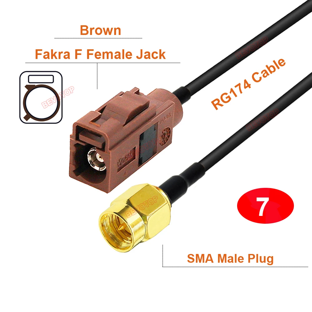 1 قطعة فقرا F إلى SMA ذكر/أنثى RG174 RF كابل محوري فقرا إلى SMA سلك توصيل معزز تسخير BEVOTOP حسب الطلب