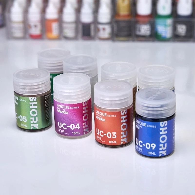 SHORK UC Series Super Chameleon Pre-Mixed Lacquer Paint Prism Metallic Pigment 18ml for Car Model Figure Airbrush Hobby Painting