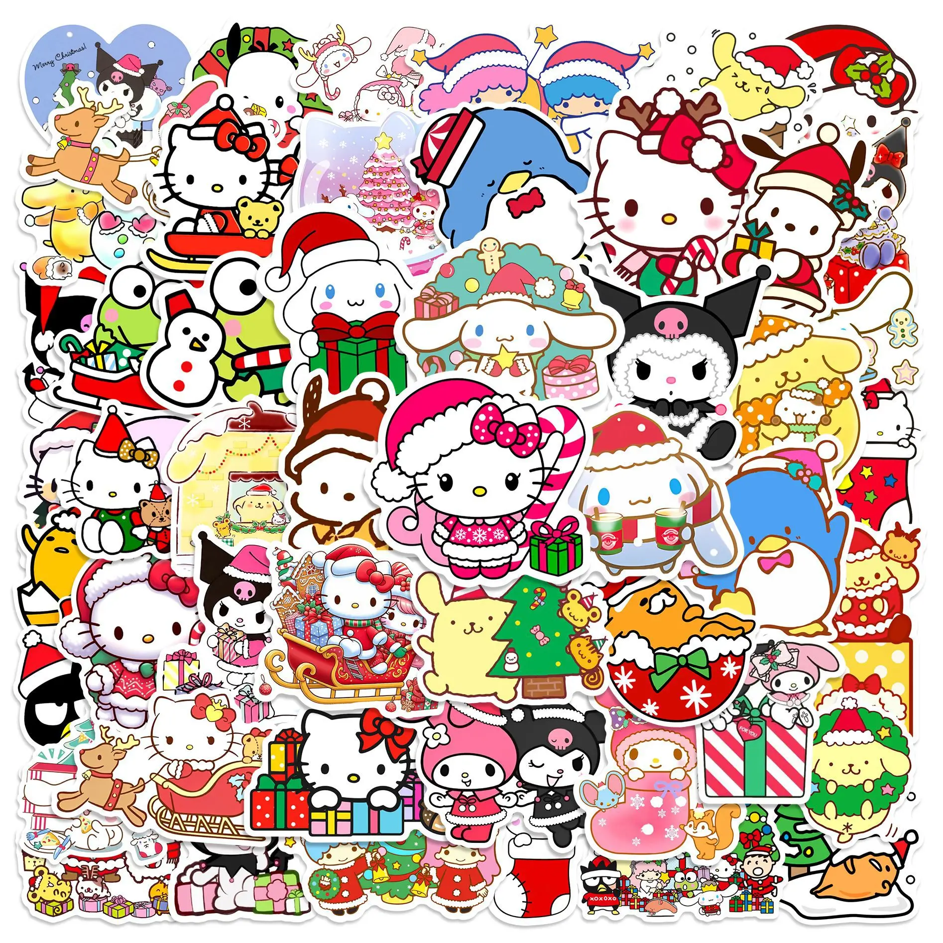 10/30/50PCS Sanrio Kitty Kuromi Melody Christmas Sticker DIY Phone Laptop Luggage Skateboard Graffiti Decals Fun for Gift