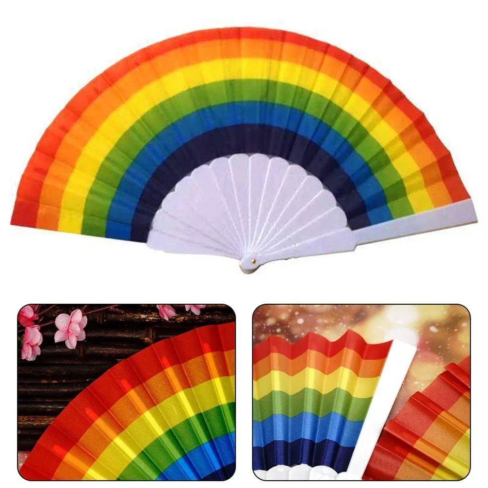 Folding Fan Unique And Vibrant Rainbow Color Folding Fan Perfect For Chinese Spanish Style Dances And Festivals