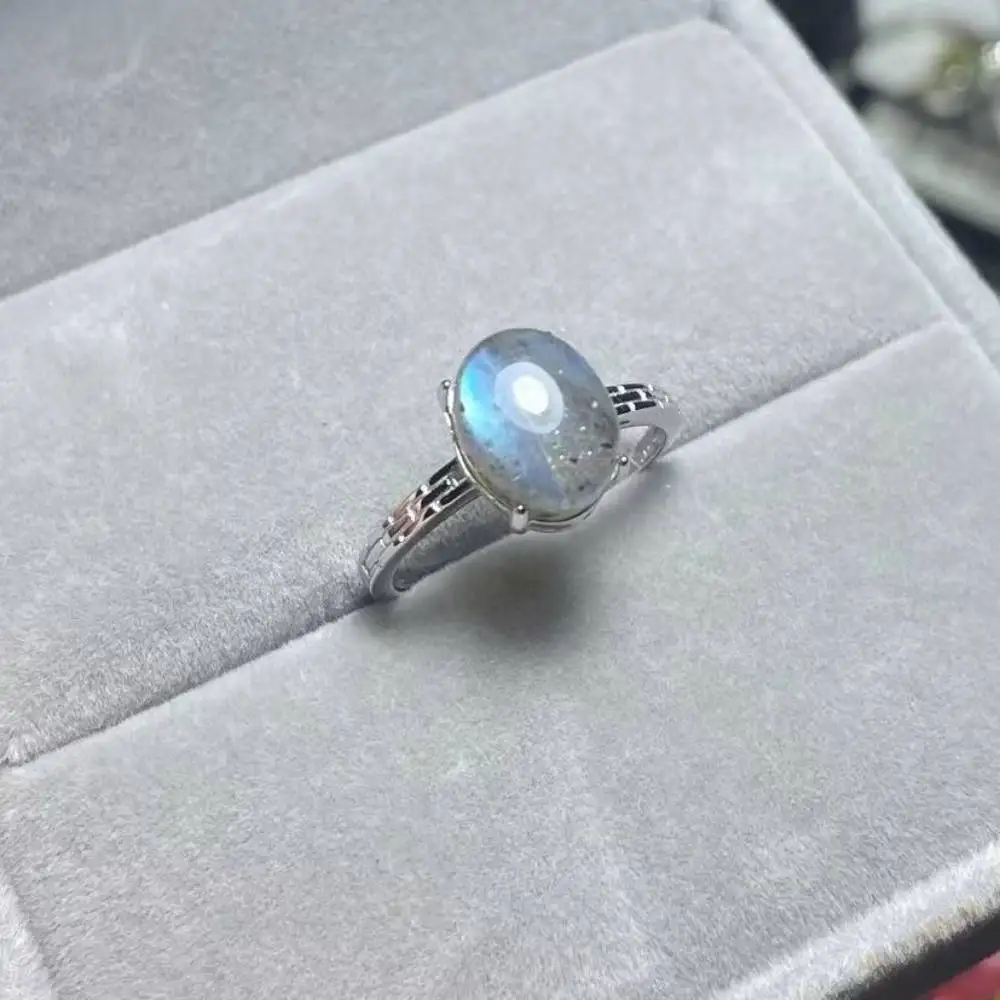 925 sterling silver AKAC natural labradorite adjustable ring stone size approx7-8*9-10mm