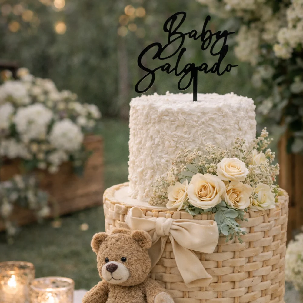 

Персонализированный топпер для торта на детский праздник с именем, для крещения, первого дня рождения, с дизайном в виде единорога и цветов, праздничные принадлежности, подарок