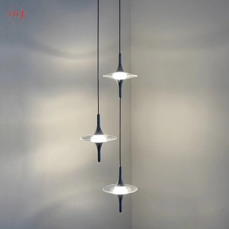 Crystal Pendant Light, Mini Hanging Lamp for Bedroom Hallway Entryway, UFO Decor Ceiling Fixture with Ambient Glow
