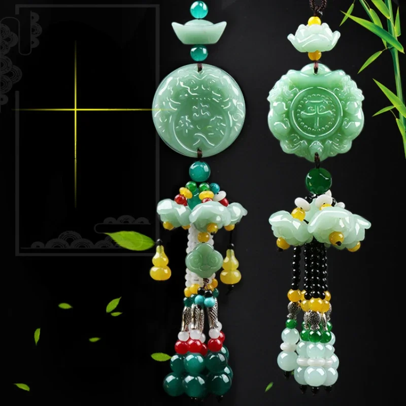 Car Decoration Accessories Car Creative Jade Car Pendant Buddha Lotus Gift Evil Spirit Gourd Car Accessories Interior Keep Safe