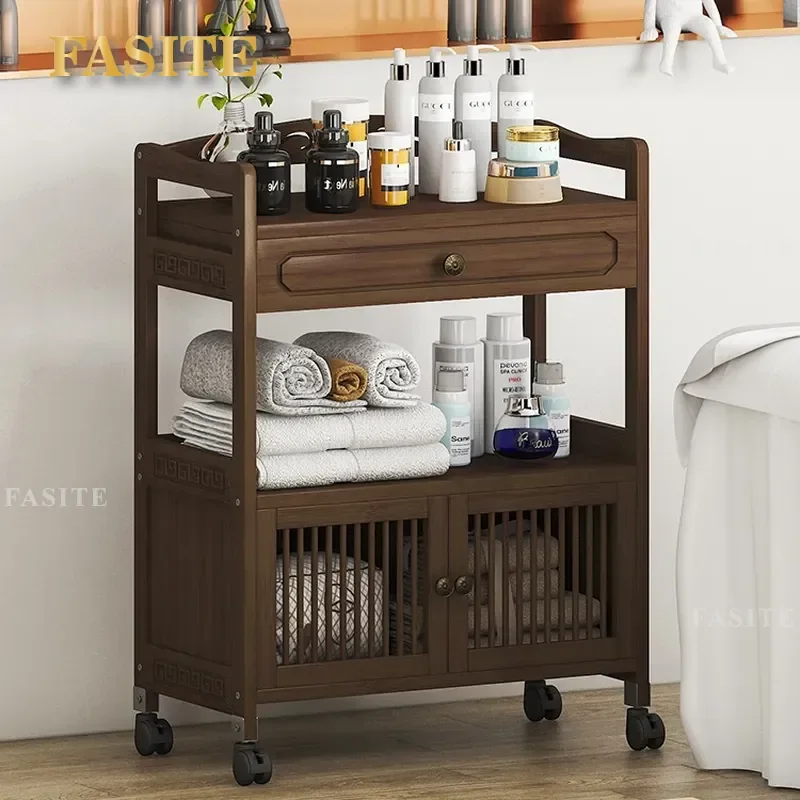 For Beauty 3 Tier Trolley Cart Hair Perm Dyeing Tool Rack Nail Art Storage Locker File Cabinet Professional Mobile