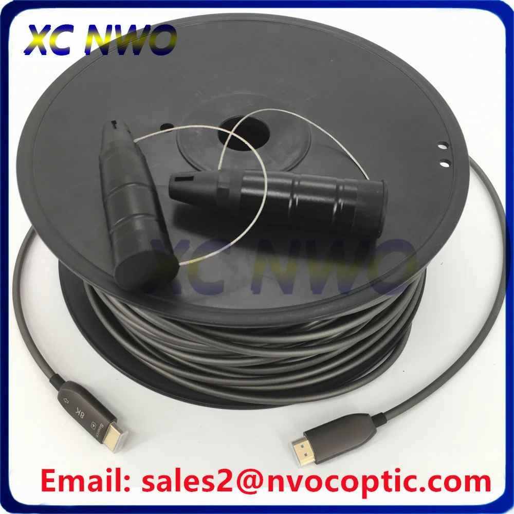 100M HDMI 2.1 Armored Fiber Optic AOC Cable 48Gbps 8K HDMI HDR 10 Gigabit For Event LED Display Screen With Screw Protection Cap