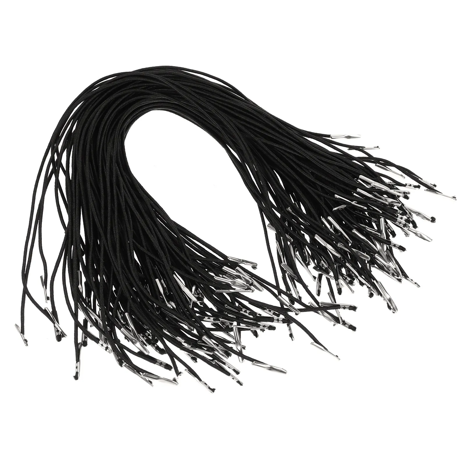 100Pcs Elastic Barbed Cord with Metal Tips Heavy Duty Stretchable Cord for Face Mask Strap Bookbinding and Craft Applications