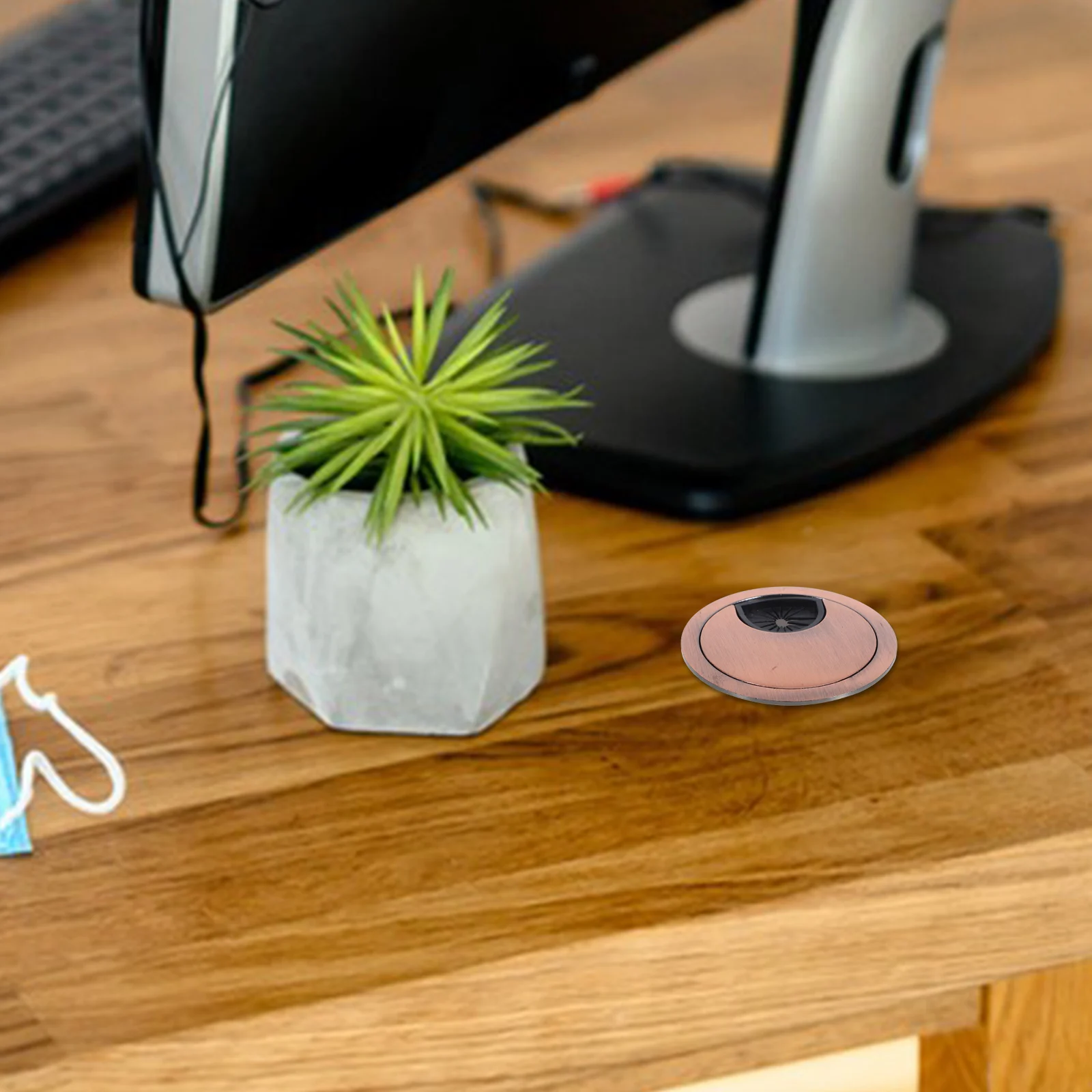 

Zinc Alloy Round Desk Cable Grommet Wire Hole Plug For Desktop Cord Organizer Desktop Cable Hole Cover Easy Install Countertop