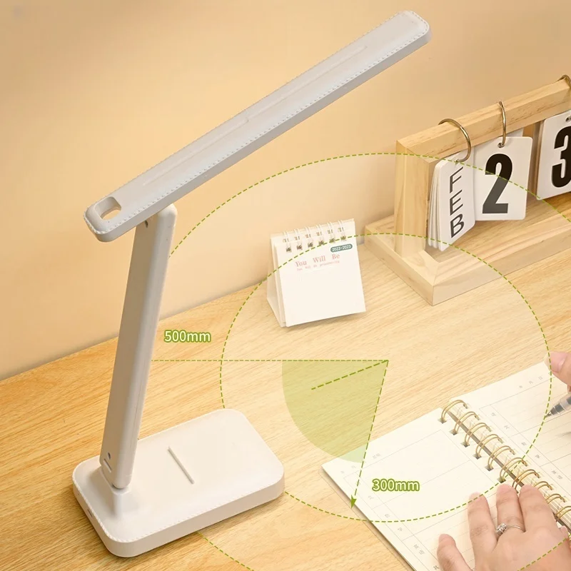 Desk Lamp LED Touch Switch White Folding Desk Lamp Bedroom Bedside Study Reading Eye Care Night Lamp USB Plug-in Dimmable White image 2
