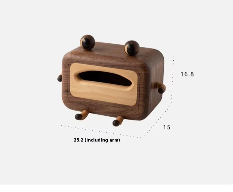 Cartoon Creative Bamboo Tissue Box Simple Solid Black Walnut Napkin