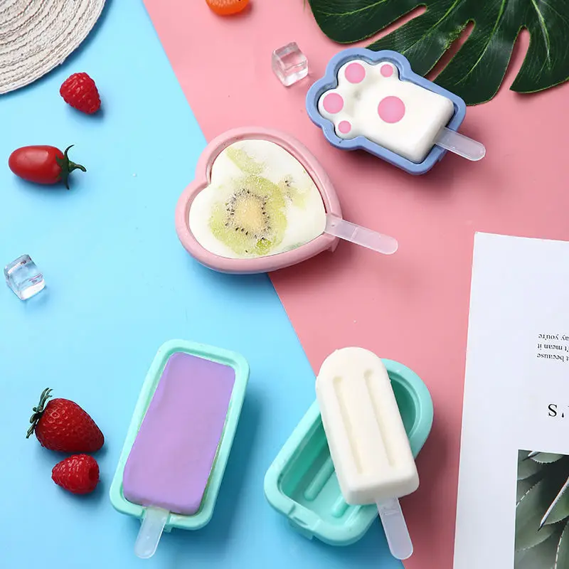 

6PCS Ice Cream Mold DIY Self made Silicone Popsicle Ice Cream Popsicle Box Home Made Cartoon Ice Cream Mold with Cover