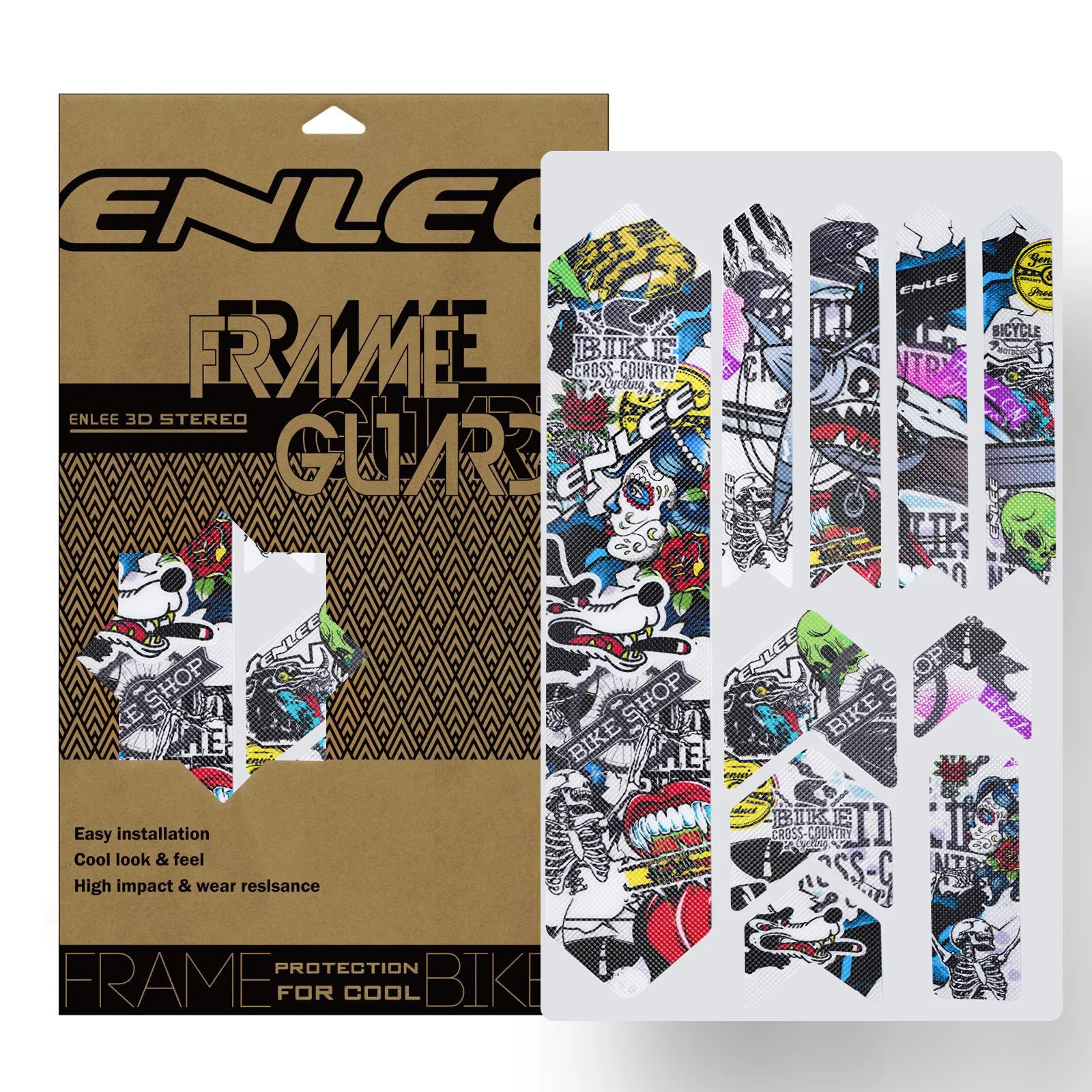 

ENLEE bicycle 3D film front fork sticker mountain road frame protective film sticker decoration anti-collision and scratch