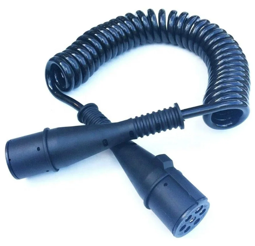 24V 7-Pin to 7-Pin N   Spiral Extension Cable Plastic Trailer Connector