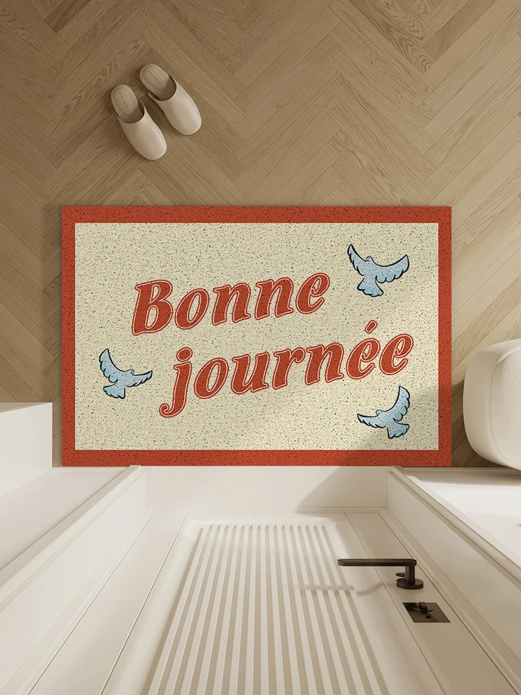 

French Pattern Entry Door Mat Minimalist Non-slip Anti-scratch Rug Wear-resistant Stain-resistant Carpet Cuttable PVC Floor Mats