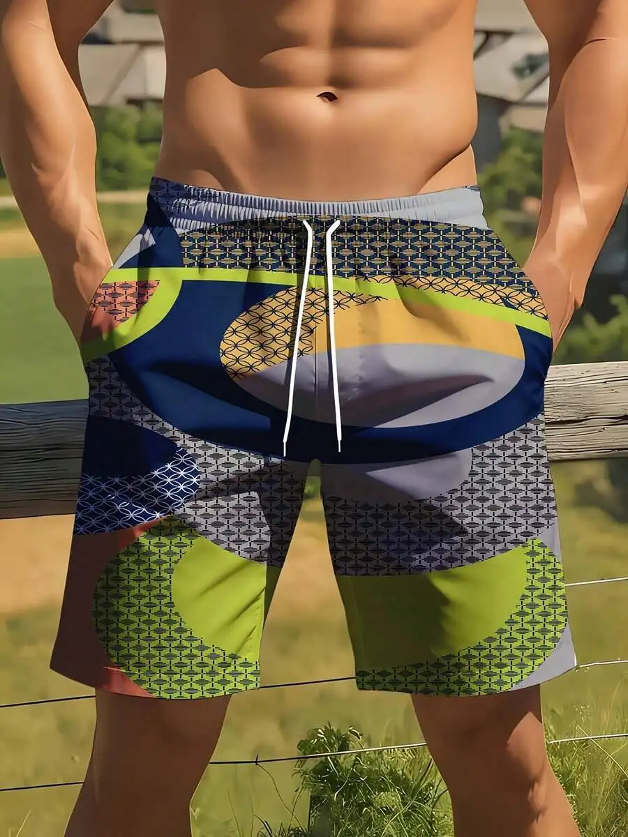 

Mens Colorful Abstract Pattern Swim Shorts For Beach Vacation Summer Outdoor Activities