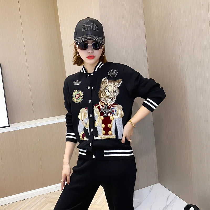 tracksuit two piece set top and pants womens outifits Embroidery Sportswear coats Casual fall Comfortable Activitywear fall New