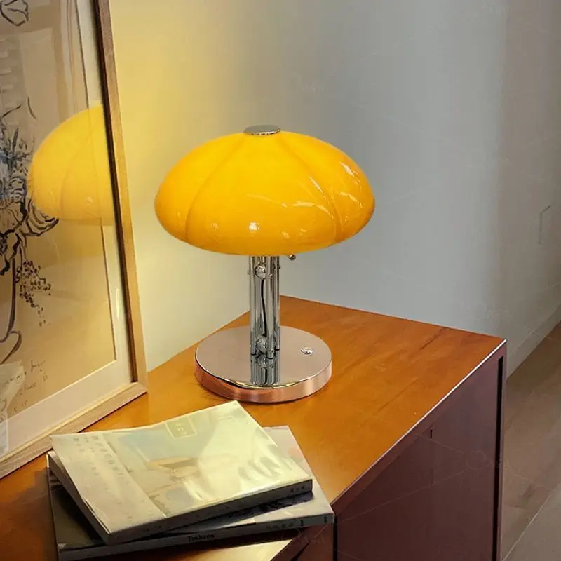 Modern Vintage Mushroom Table Lamp Bedside Nightstand Lighting Retro Ambient Decor Pumpkin Desk Lamp
