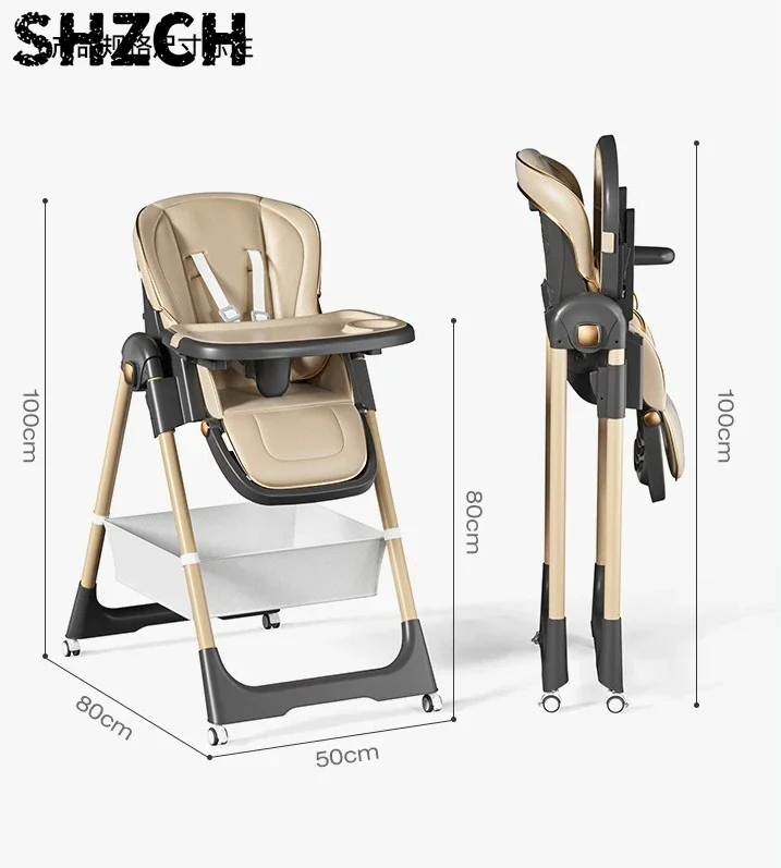 Chair with Double Detachable Tray, Multi-Recline  Feeding Game Seat with 5-Point Safety Harness & Removable PU Cushion