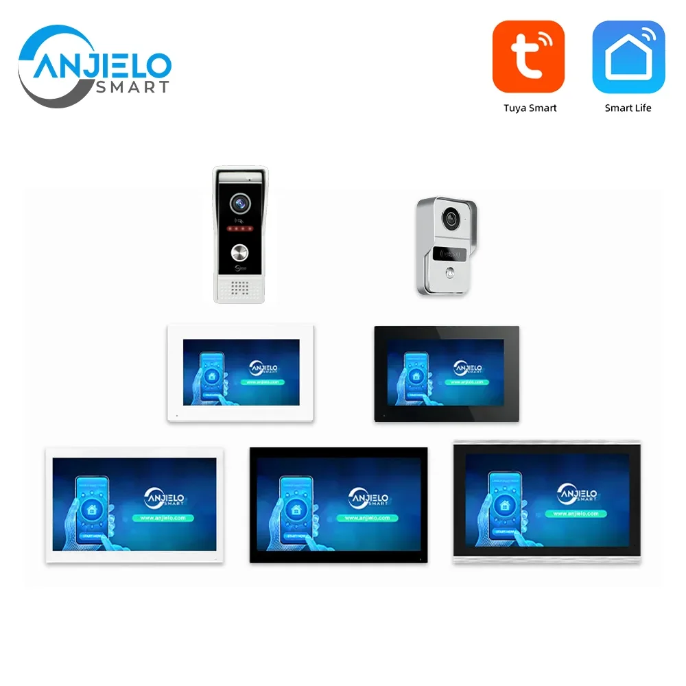 Dodaj lub wymień dzwonek do drzwi i monitor Tuya Smart 1080P z 7-calowym i 10-calowym kolorowym ekranem dotykowym, wideodomofon Wi-Fi.
